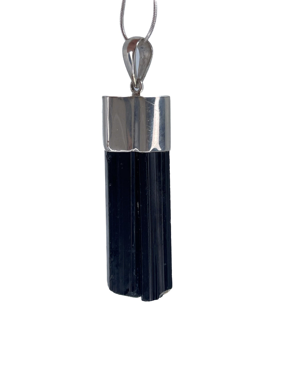 tourmaline (black) natural pendant with polished sterling silver bail — Eternal Spirit