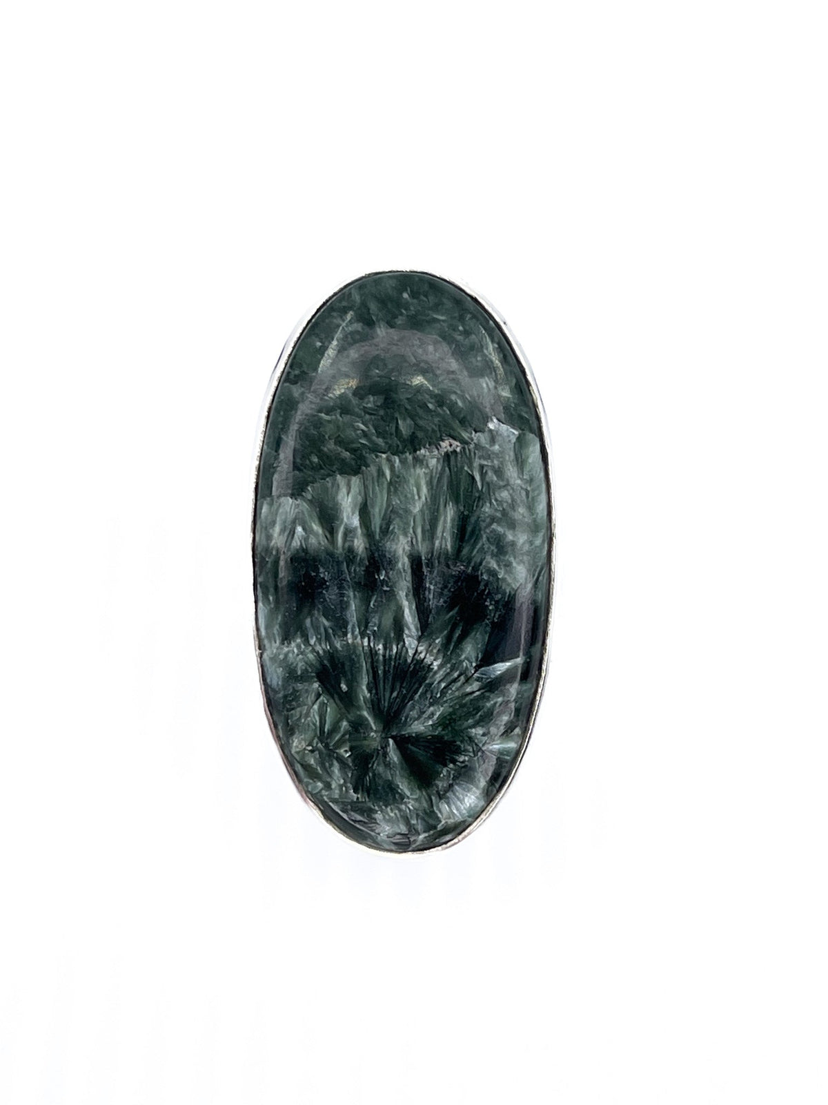 lustrous Seraphinite crystal ring in size R #R830 — Eternal Spirit