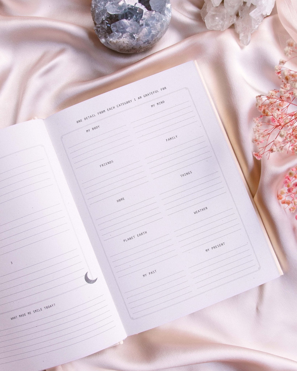 Dreamy Moons "Gratitude Journal offering a glimpse of the journal's inner pages (journal view 13) — Eternal Spirit