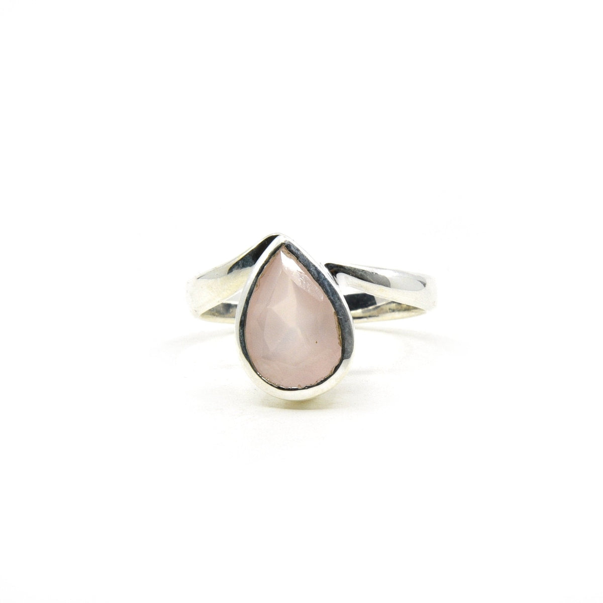 blush pink Quartz (Rose) crystal ring viewed from above, size P/Q #R689 — Eternal Spirit