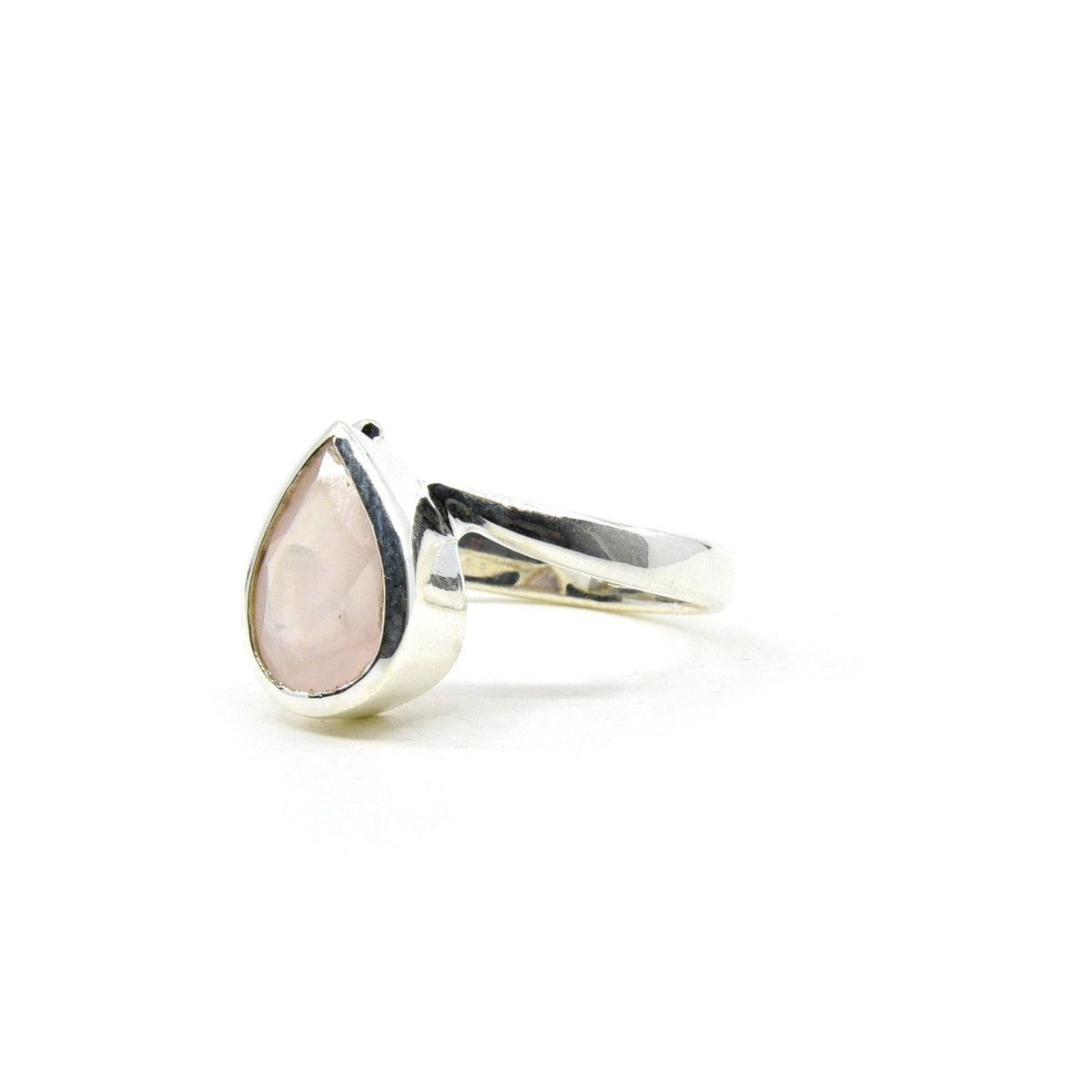 reverse of Quartz (Rose) ring #R689 showing the inner sterling silver band — Eternal Spirit