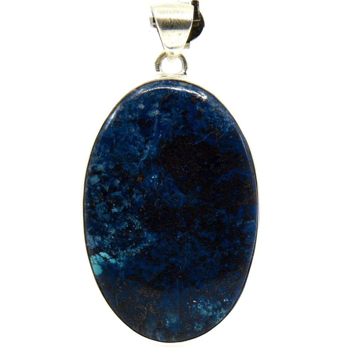 azurite cabochon oval pendant, front view showing natural stone face — Eternal Spirit