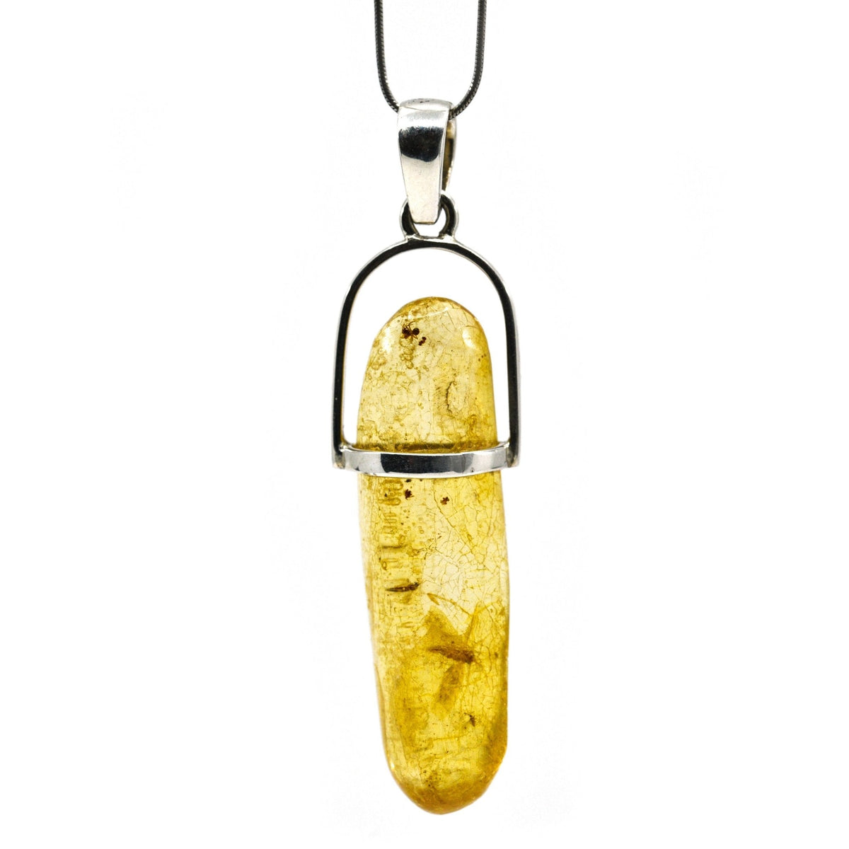 amber natural (insects) pendant, angled view showing silver bail and stone profile — Eternal Spirit