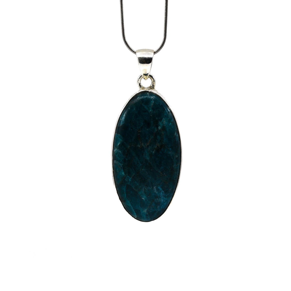 apatite (blue) cabochon oval pendant with sterling silver bail — Eternal Spirit