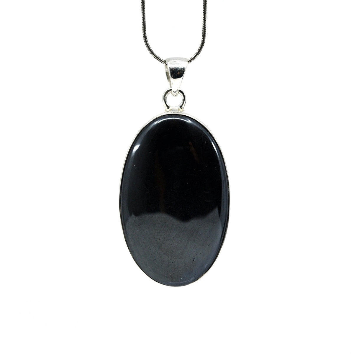 hematite cabochon oval pendant with sterling silver bail — Eternal Spirit