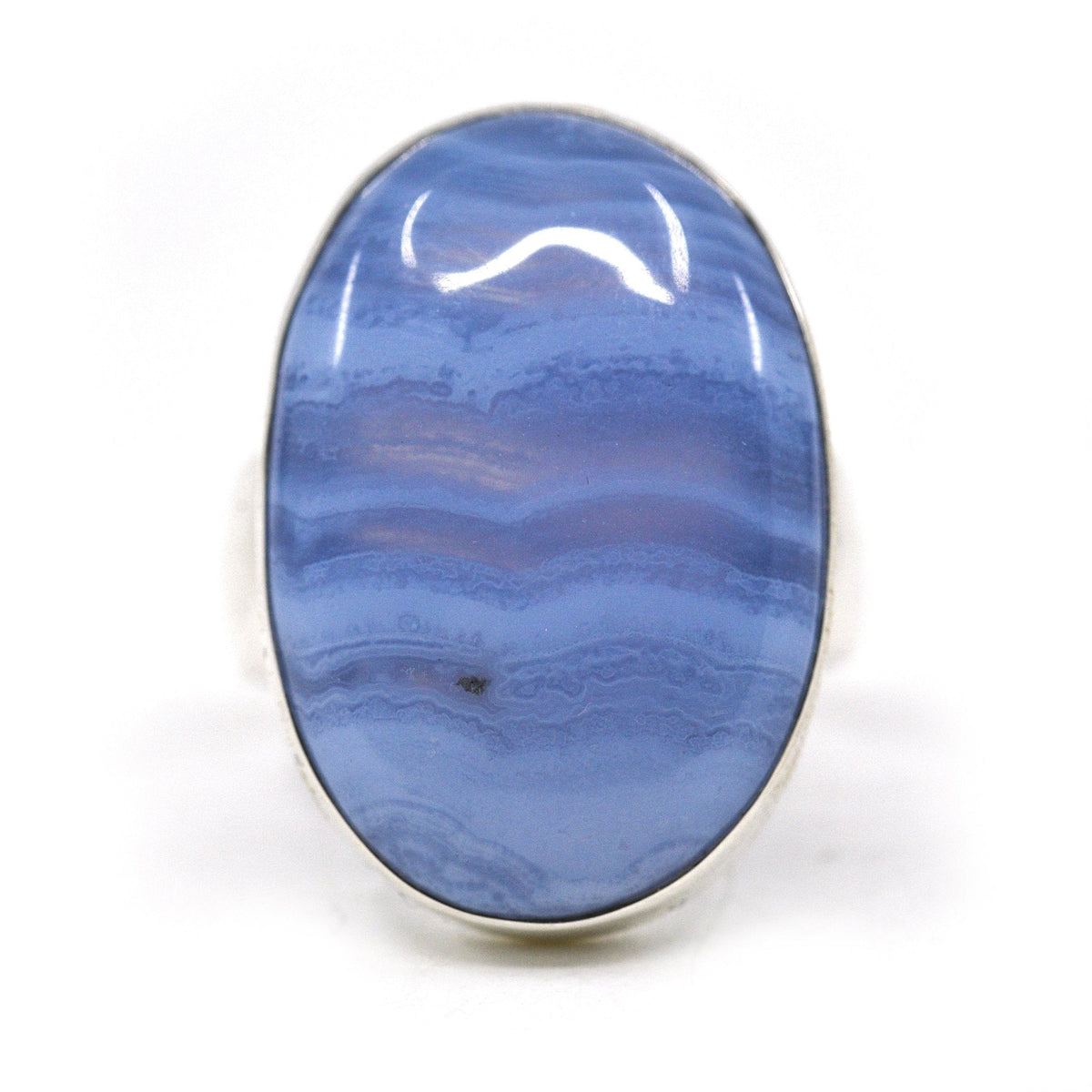 soft blue Agate (Blue Lace) crystal ring in size T #R782 — Eternal Spirit