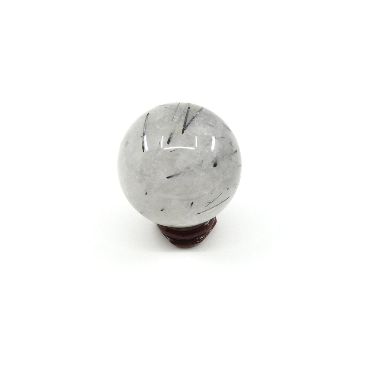 Tourmalinated Quartz with dark needles sphere #1471, close-up of natural texture — Eternal Spirit