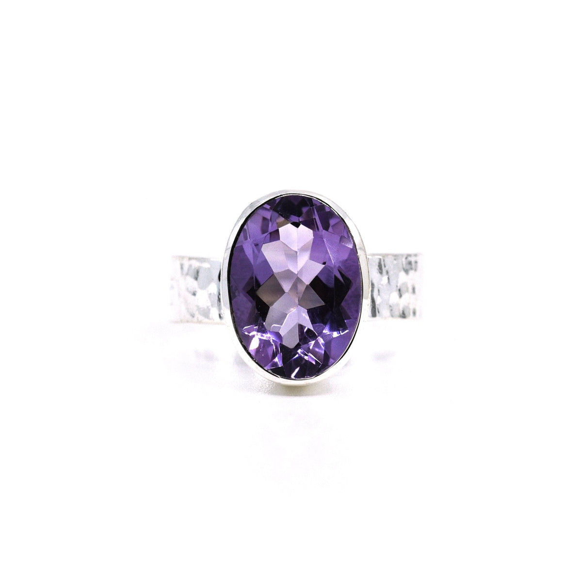 deep purple Amethyst crystal ring viewed from above, size O/P #R699 — Eternal Spirit