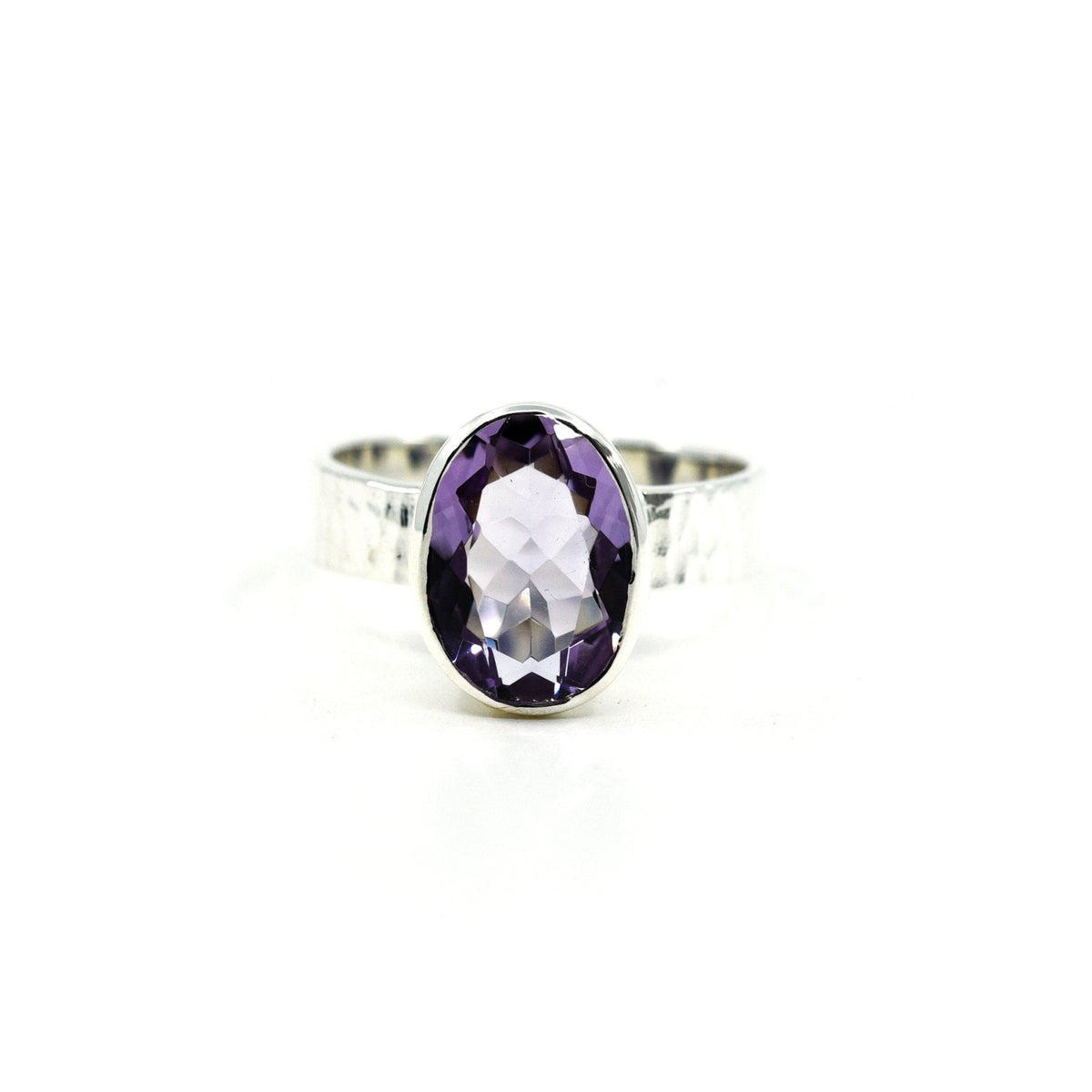 deep purple Amethyst crystal ring viewed from above, size V #R740 — Eternal Spirit