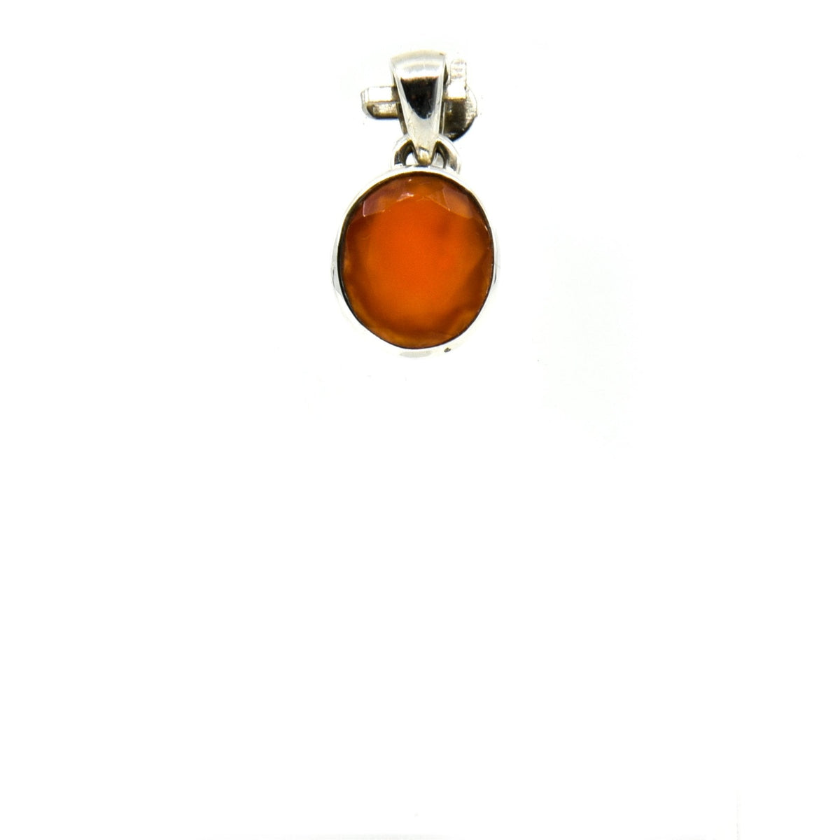 carnelian faceted oval pendant, front view showing natural stone face — Eternal Spirit