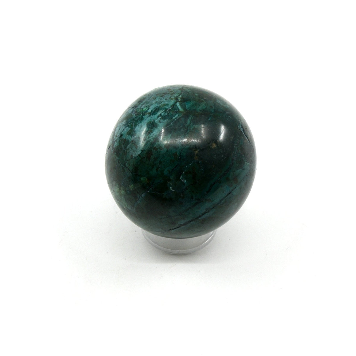 vibrant teal Chrysocolla sphere #1862, showing depth and lustre — Eternal Spirit