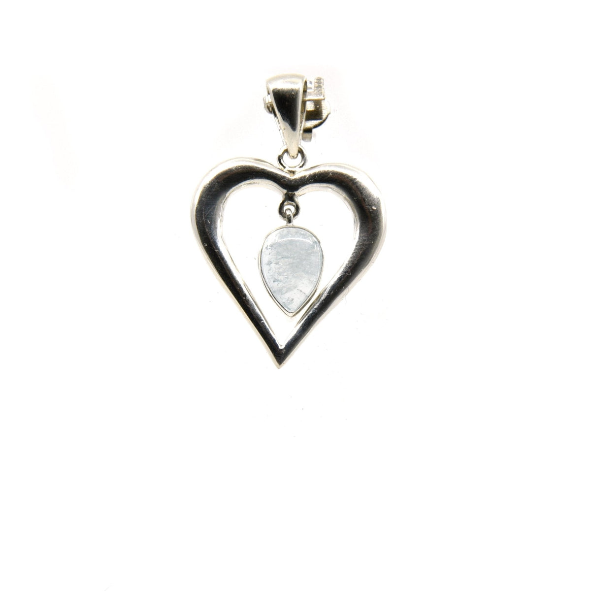 aquamarine heart pendant, front view showing natural stone face — Eternal Spirit