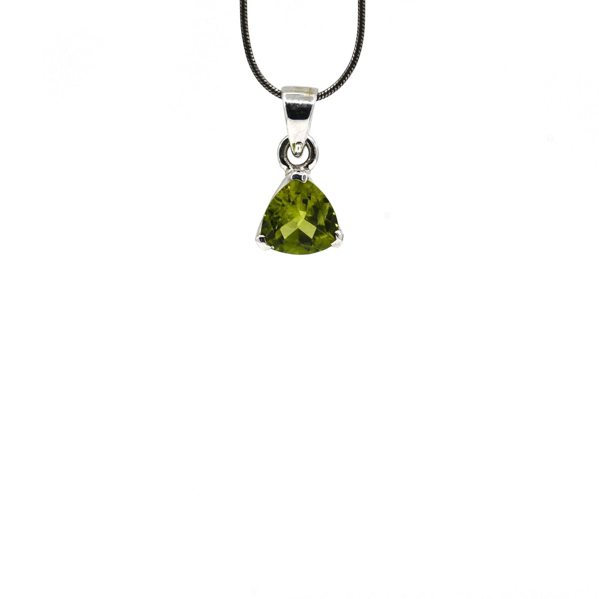 peridot faceted triangle pendant with sterling silver bail — Eternal Spirit