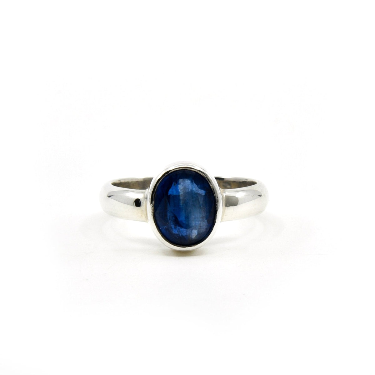 serene blue Kyanite (Blue) crystal ring viewed from above, size S/T #R623 — Eternal Spirit