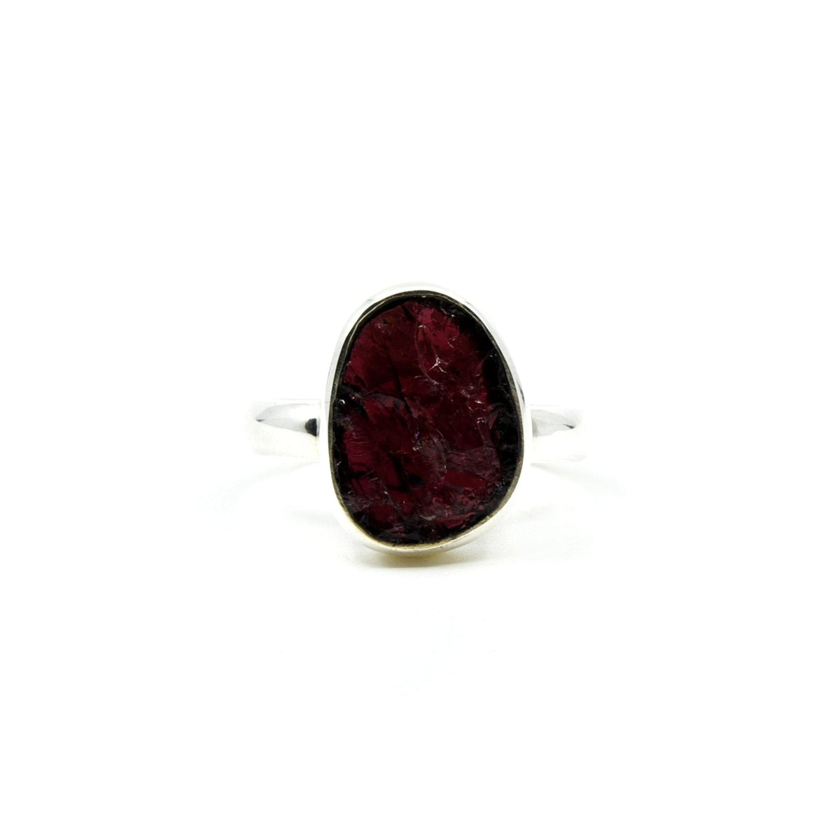 deep crimson Garnet crystal ring viewed from above, size S #R647 — Eternal Spirit