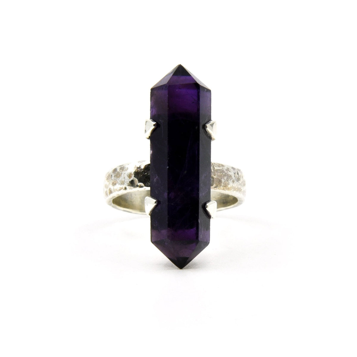 deep purple Amethyst crystal ring viewed from above, size O/P #R637 — Eternal Spirit