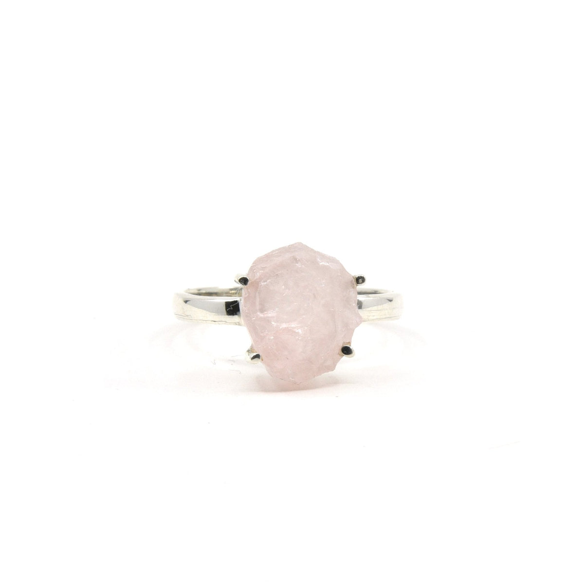blush pink Quartz (Rose) crystal ring viewed from above, size U #R580 — Eternal Spirit