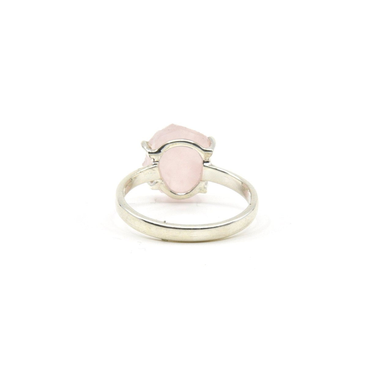 elegant side profile of Quartz (Rose) ring #R580, the gemstone catching light — Eternal Spirit