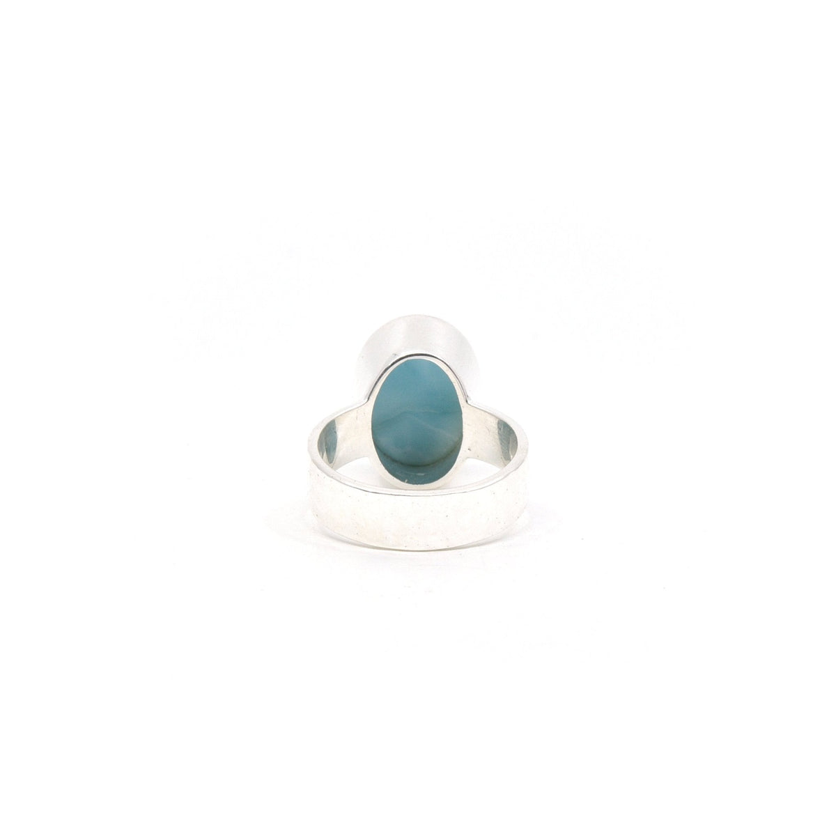 reverse of Larimar ring #R314 showing the inner sterling silver band — Eternal Spirit