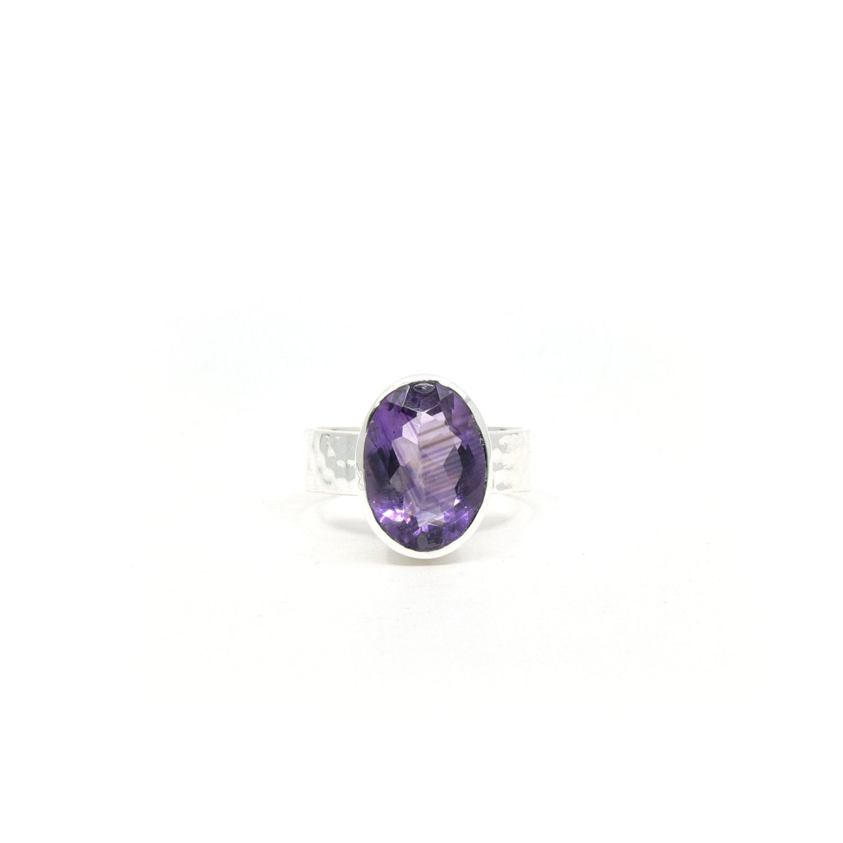deep purple Amethyst crystal ring viewed from above, size N #R318 — Eternal Spirit