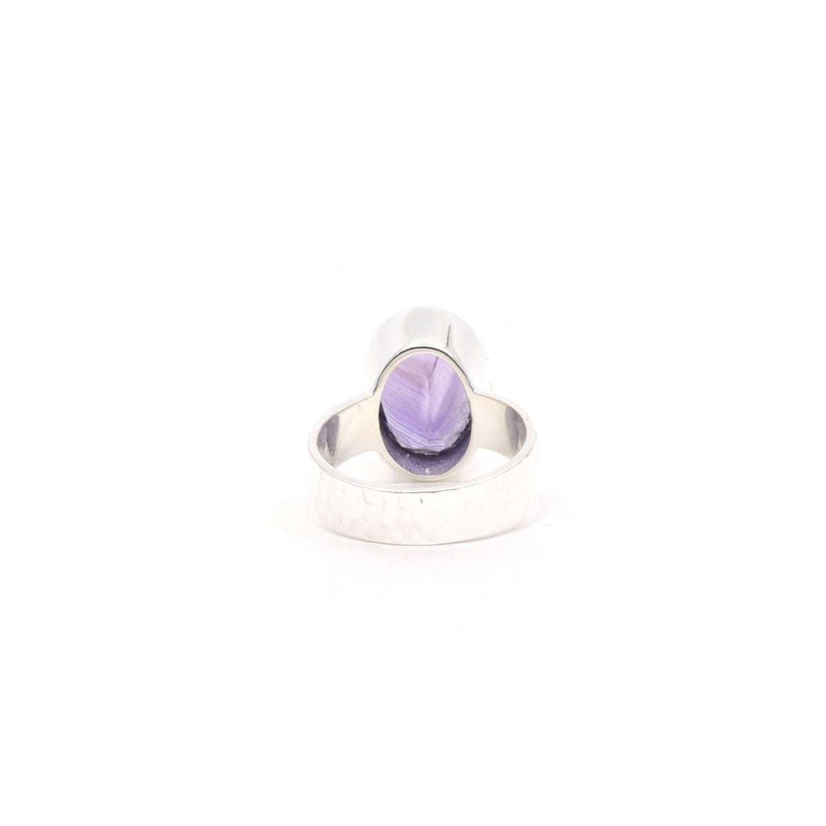 reverse of Amethyst ring #R318 showing the inner sterling silver band — Eternal Spirit
