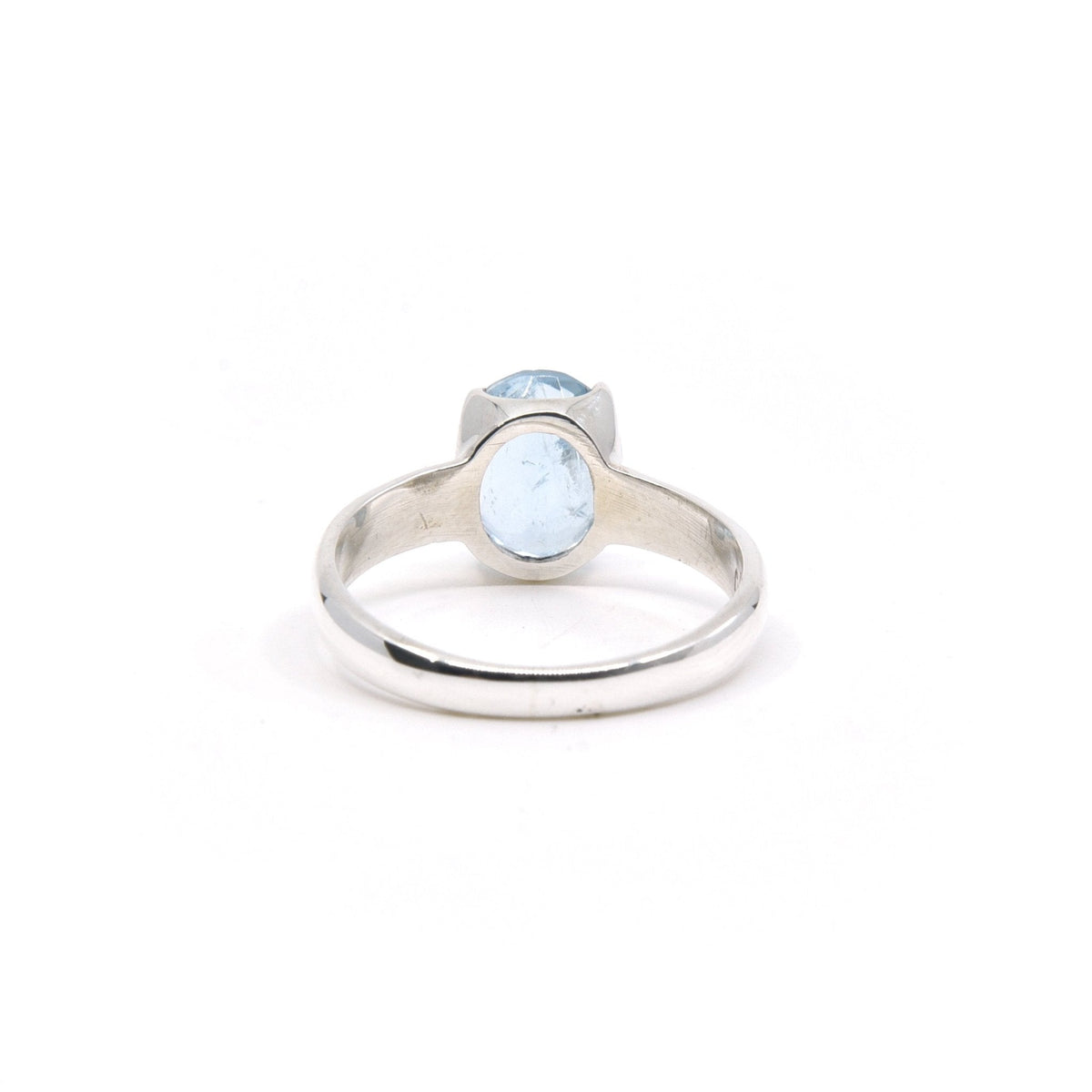 reverse of Aquamarine ring #R397 showing the inner sterling silver band — Eternal Spirit