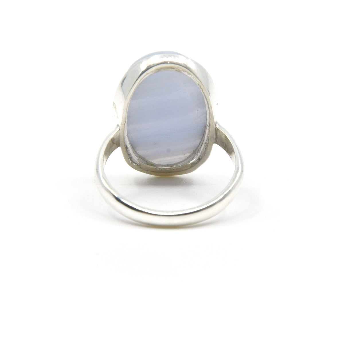reverse of Agate (Blue Lace) ring #R410 showing the inner sterling silver band — Eternal Spirit