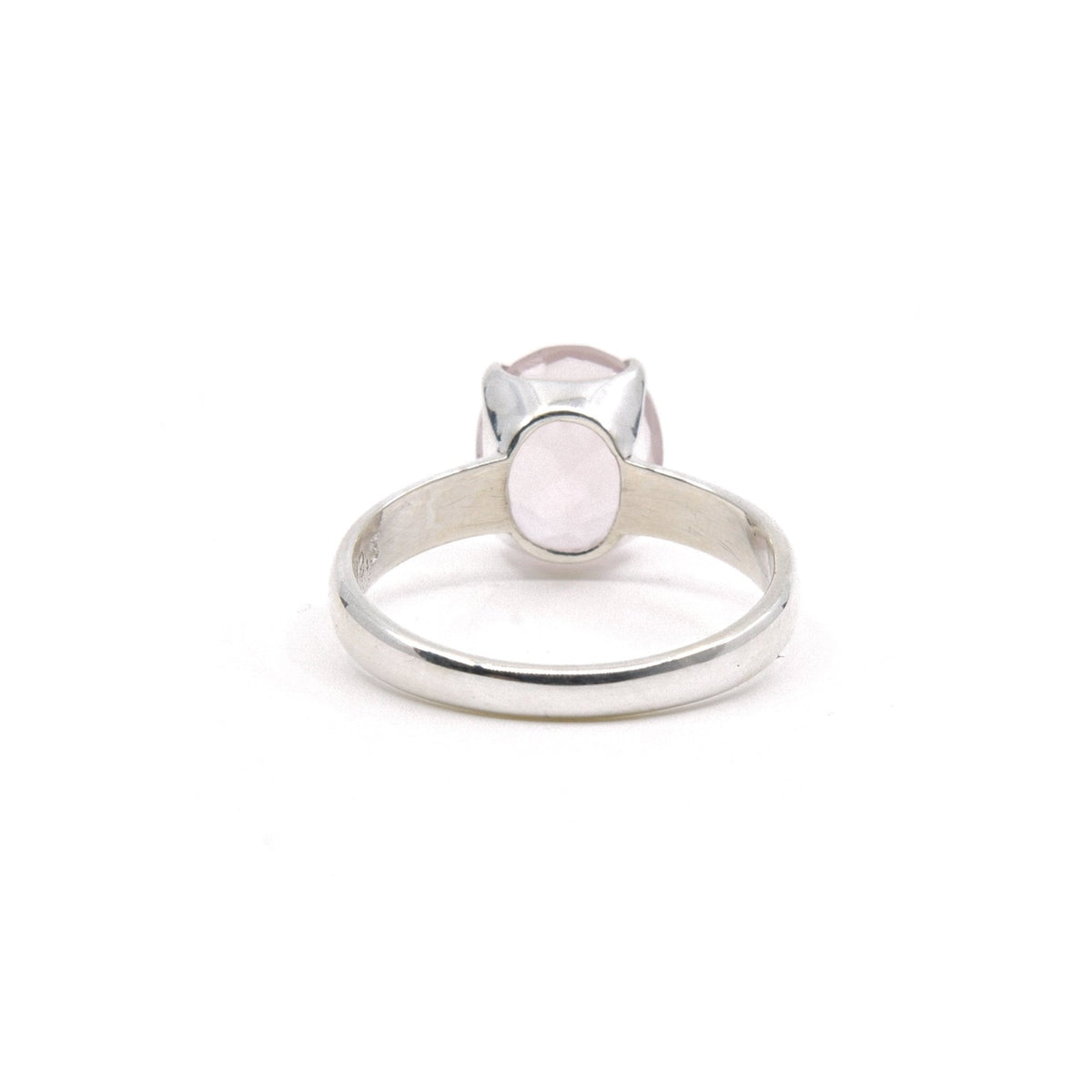 reverse of Quartz (Rose) ring #R417 showing the inner sterling silver band — Eternal Spirit