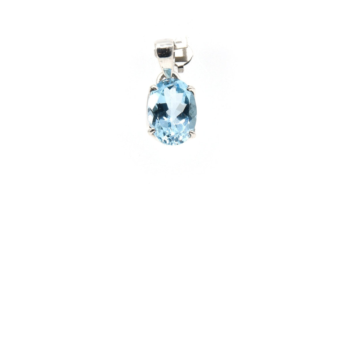 topaz (blue) faceted oval pendant, front view highlighting unique stone patterns — Eternal Spirit