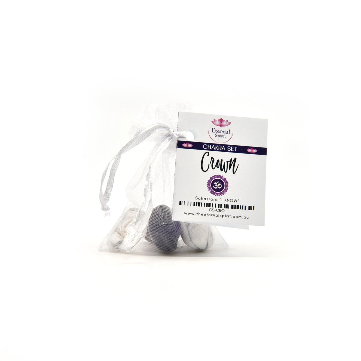 Crystal healing set for Crown chakra, tumbled stones in pouch — Eternal Spirit