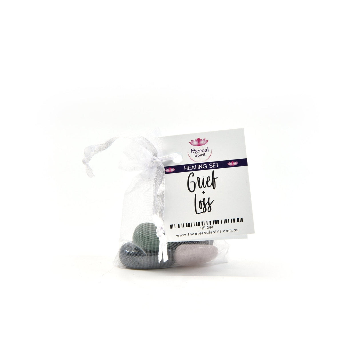 Crystal healing pouch for Grief Loss, selected tumbled stones — Eternal Spirit