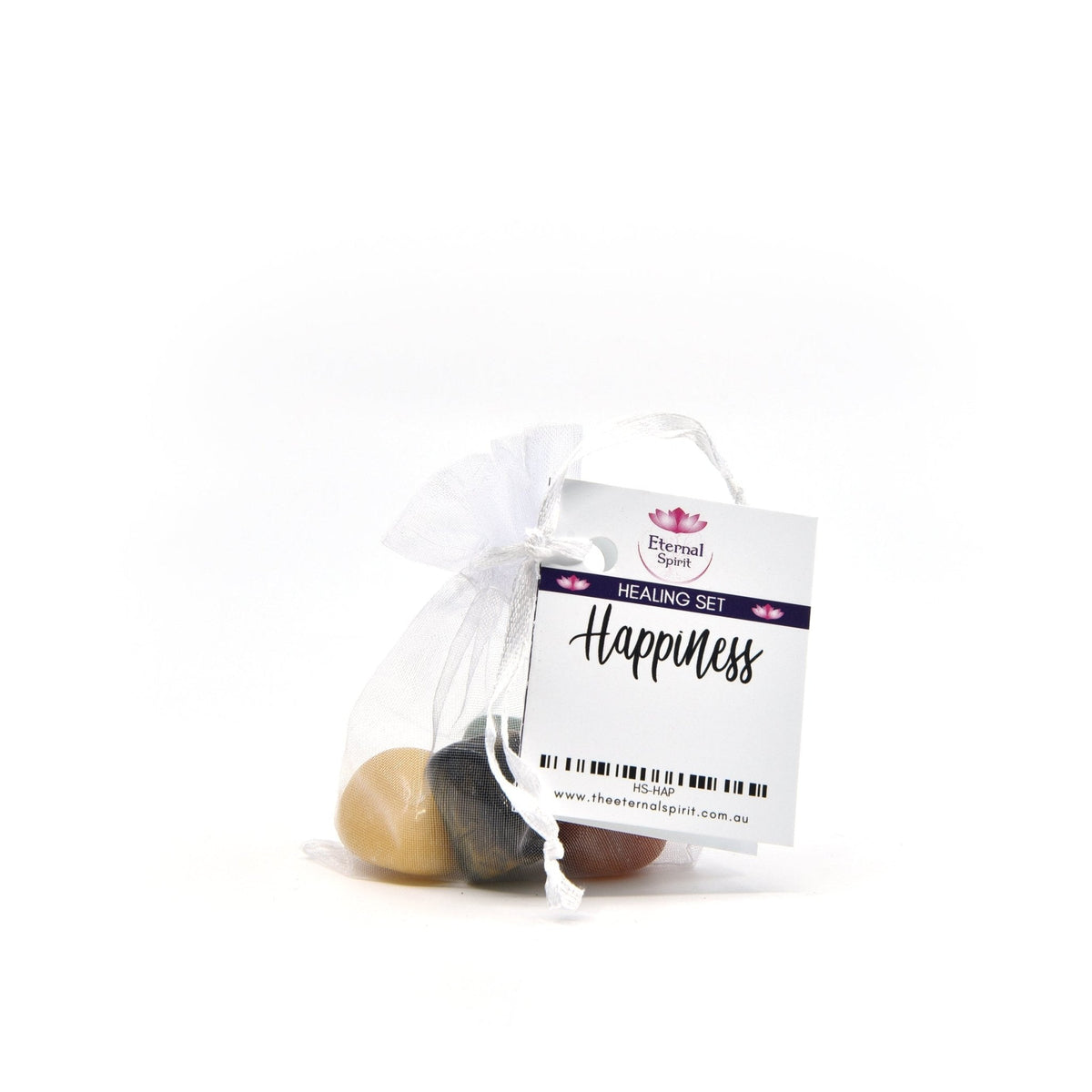 Crystal healing pouch for Happiness, selected tumbled stones — Eternal Spirit