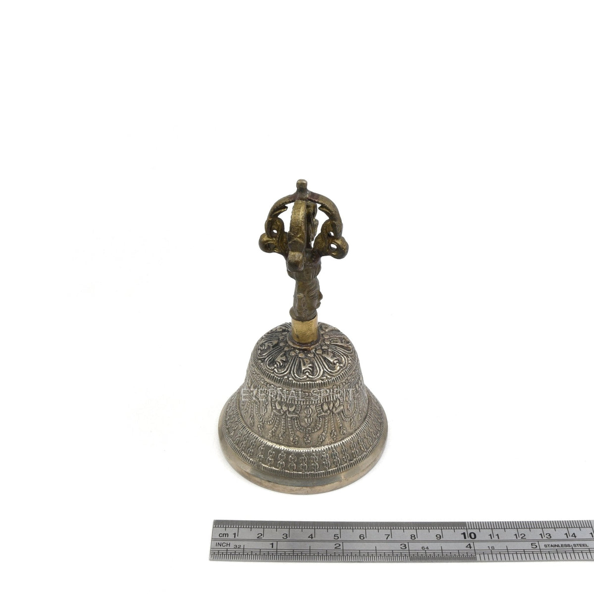 Bronzed 12.5cm Tibetan bell, interior resonance chamber — Eternal Spirit