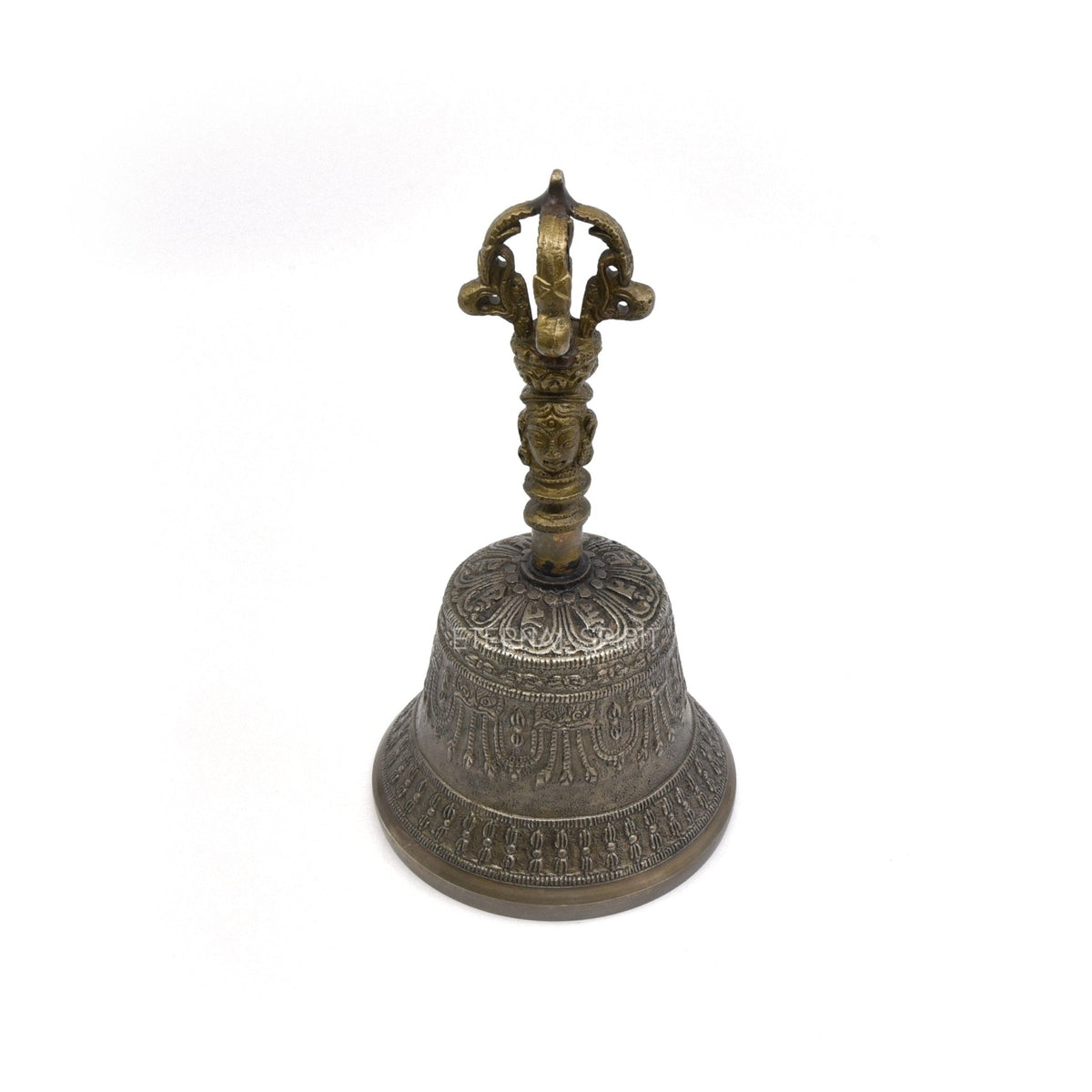Bronzed 16.0cm Tibetan bell, engraved symbol detail — Eternal Spirit