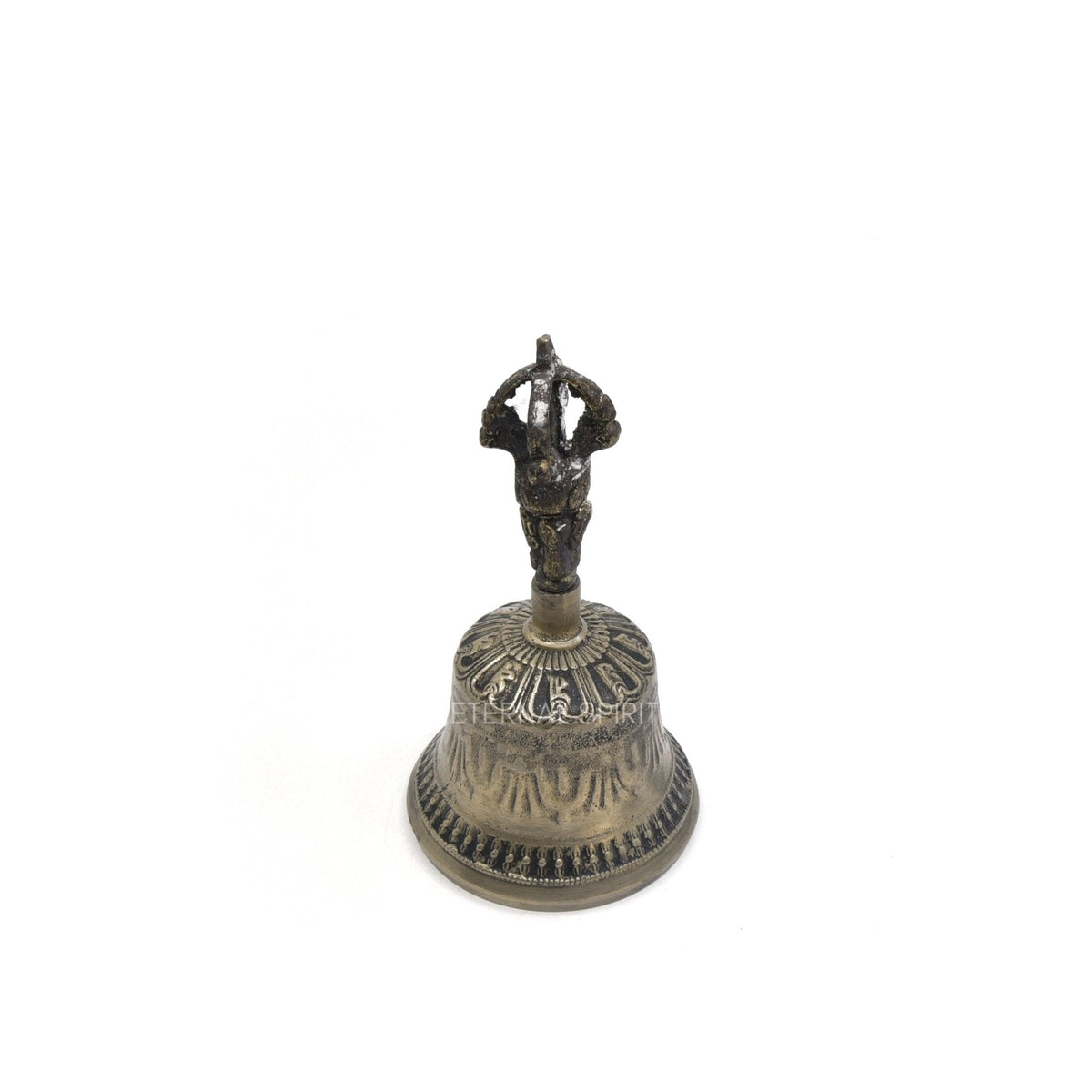 Bronzed 13.0cm Tibetan bell, engraved symbol detail — Eternal Spirit