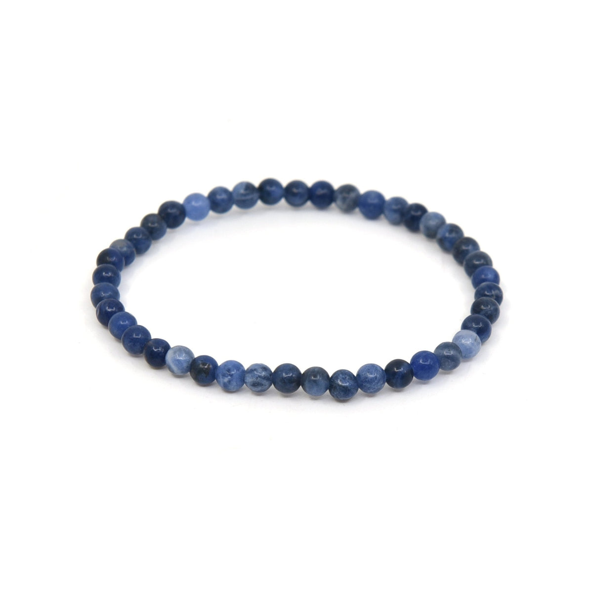 polished Sodalite 4mm round bead bracelet on white background — Eternal Spirit