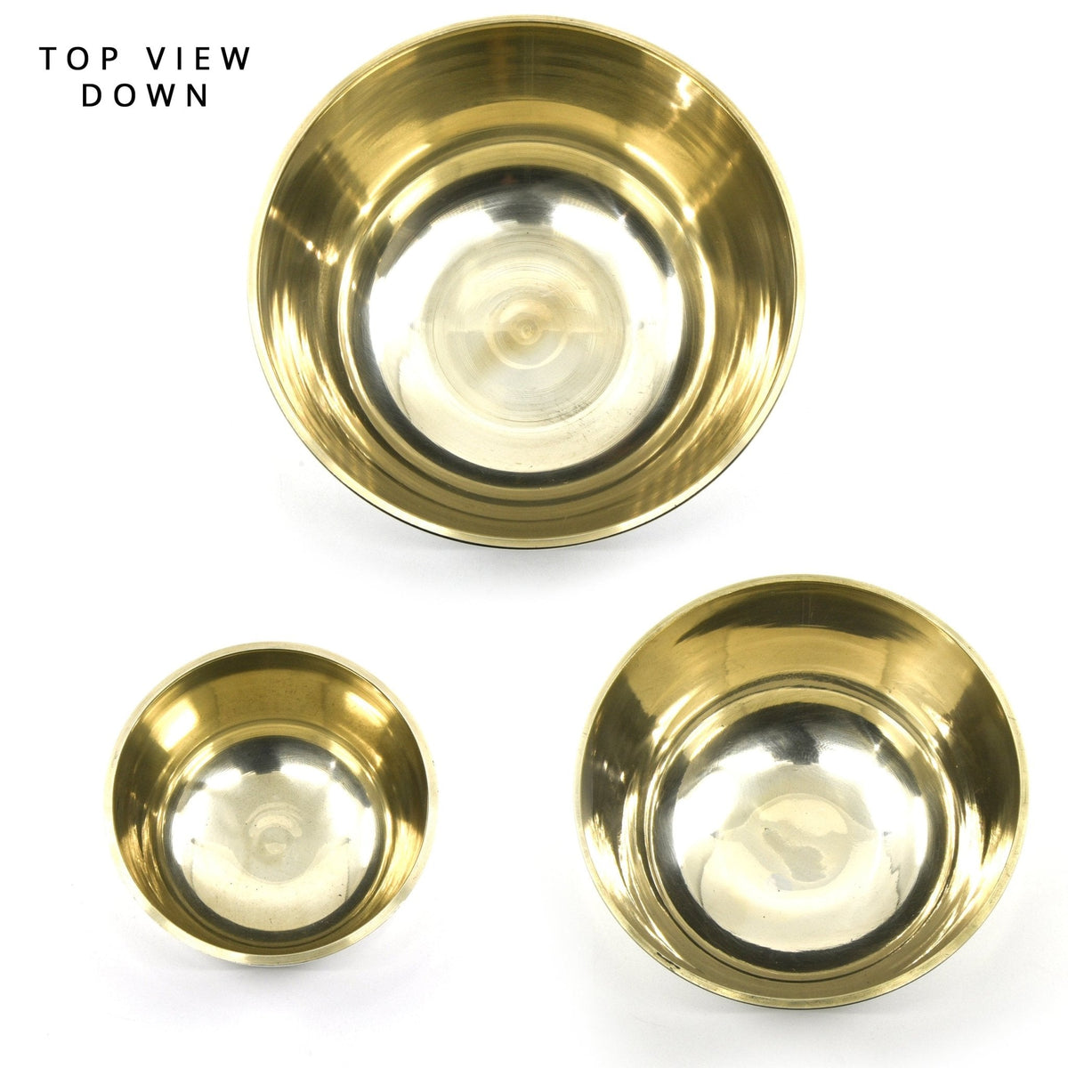gazing down into the 10cm Gold High Side KH8 Base chakra singing bowl — Eternal Spirit