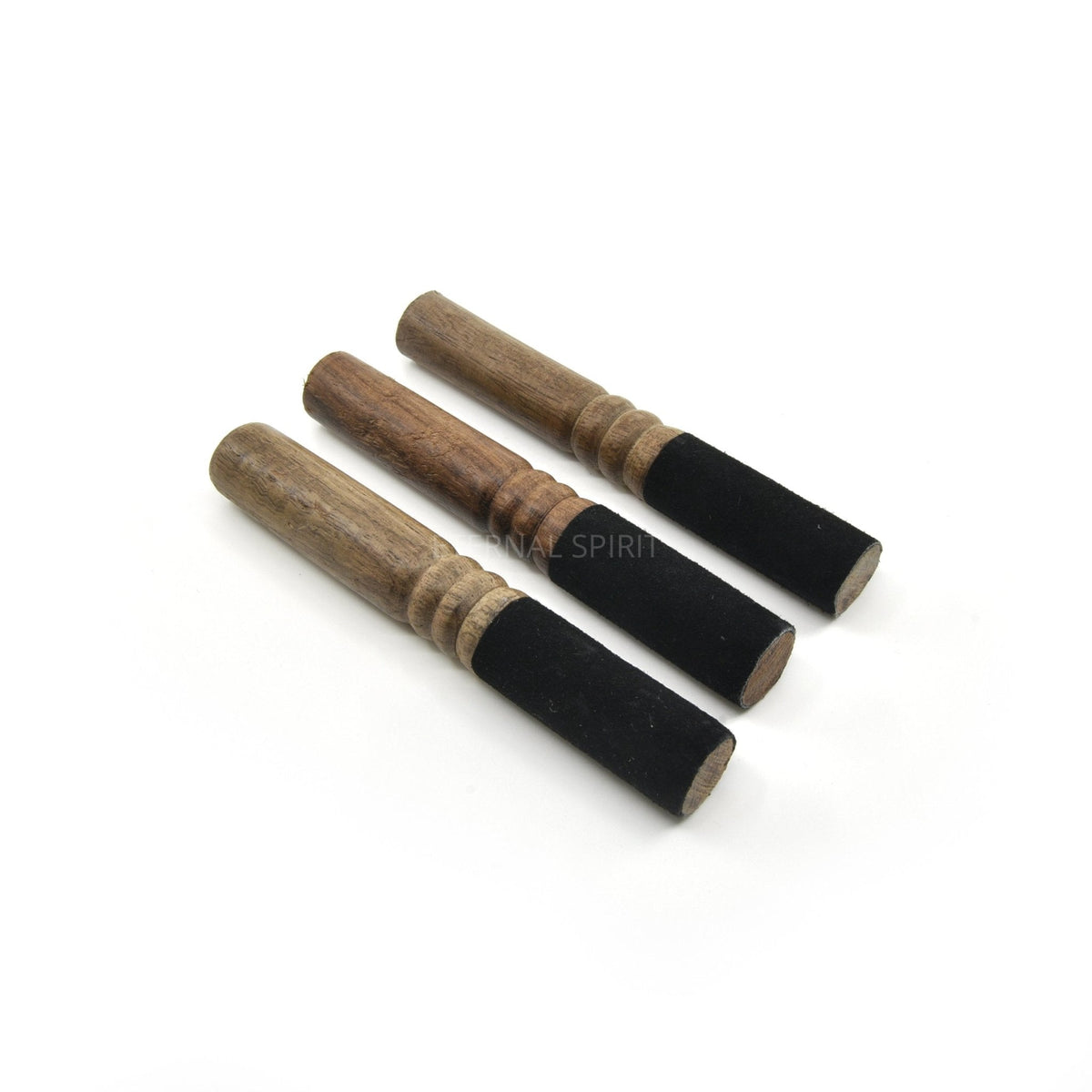 Black felt-tipped singing bowl mallet, full length — Eternal Spirit