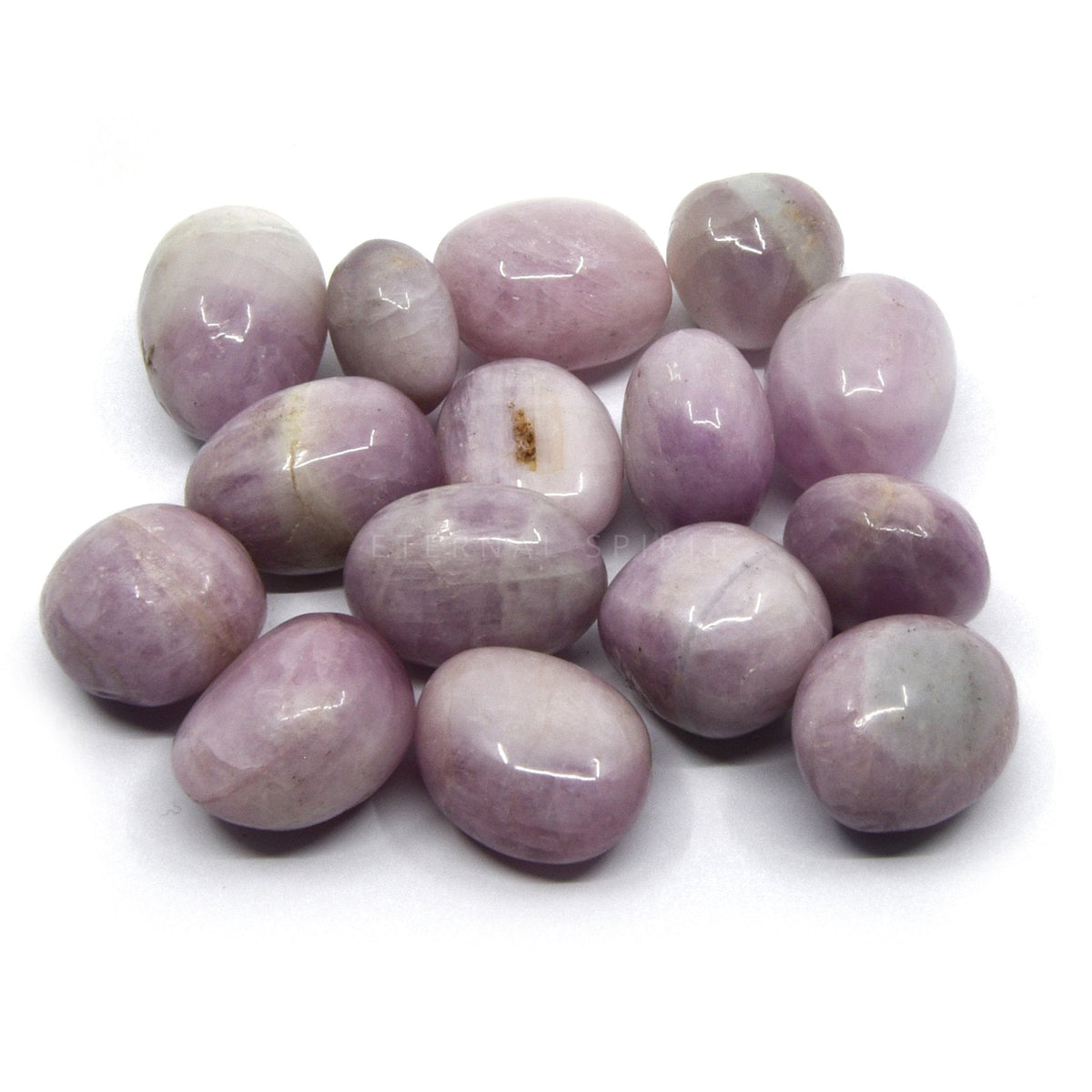 collection of pale pink Kunzite tumble stones in assorted sizes — Eternal Spirit
