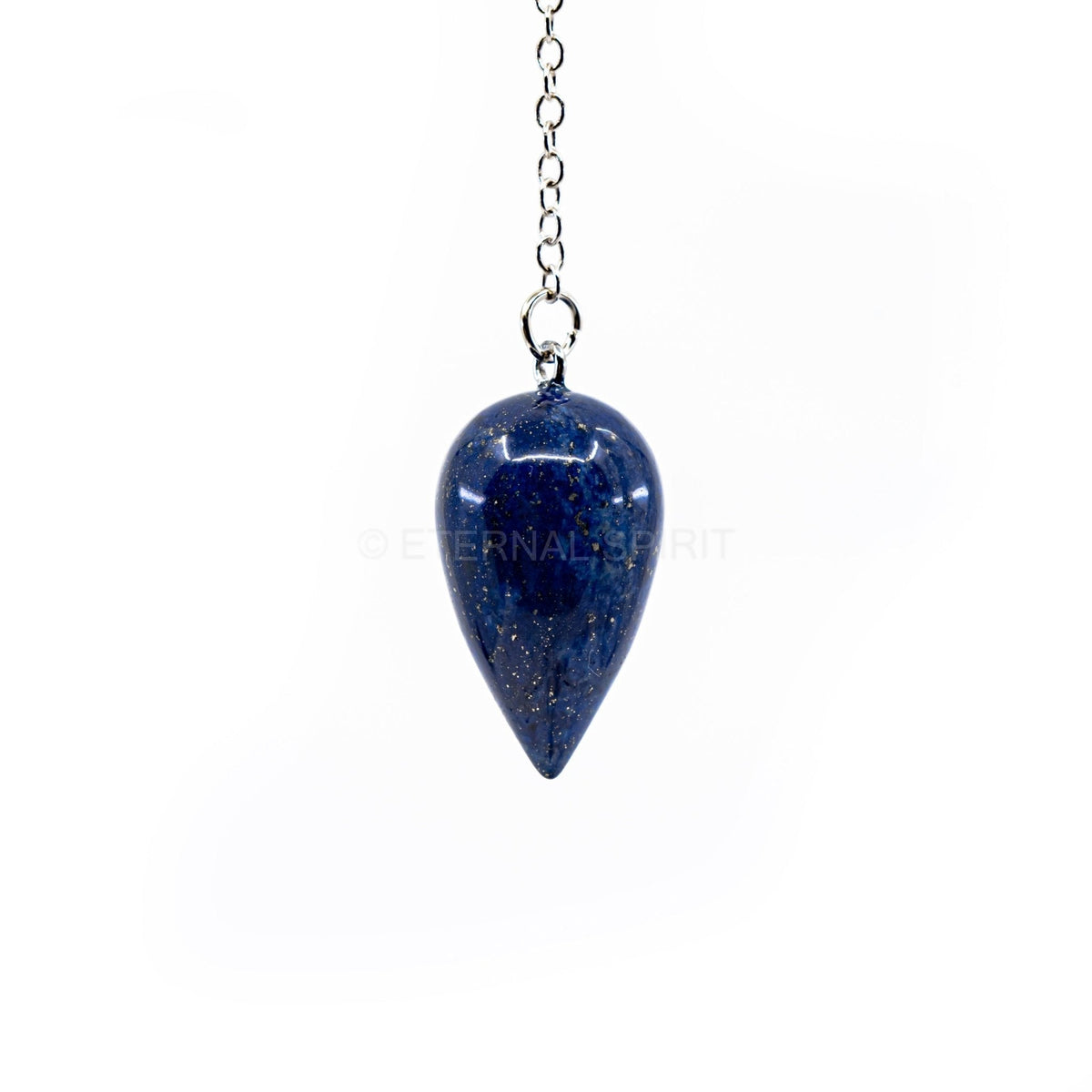 Deep Royal Blue Lapis Lazuli teardrop pendulum on silver chain — Eternal Spirit