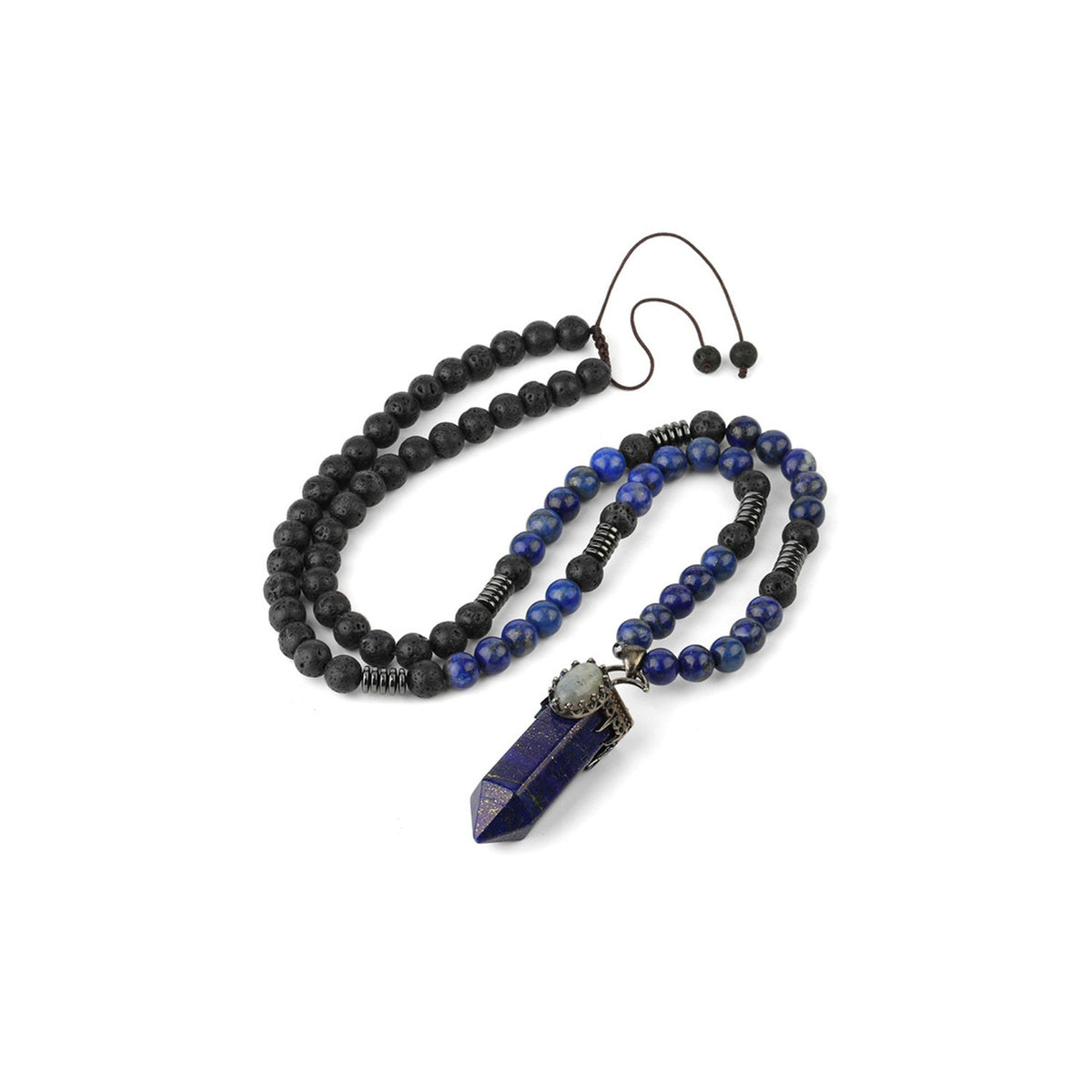 Lapis Lazuli generator point crystal pendant on cord — Eternal Spirit