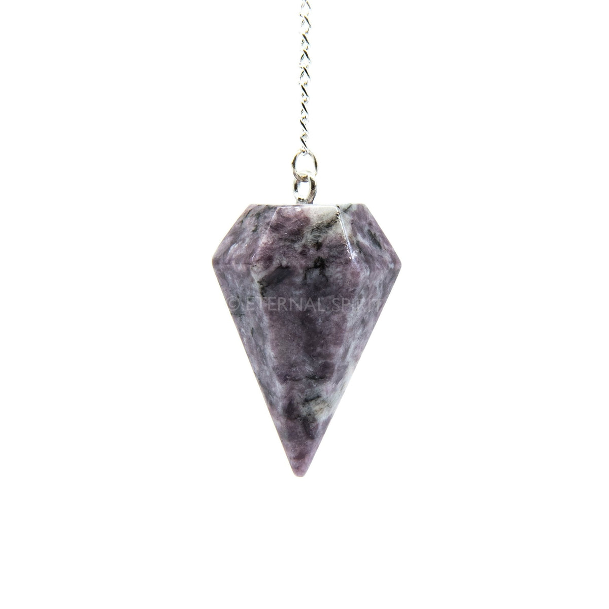 Soft Lilac Lepidolite large faceted pendulum on silver chain — Eternal Spirit