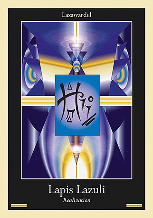 Liquid Crystal Oracle (2nd Edition) deck, Lapis Lazuli Realisation card with blue crystal illustration — Eternal Spirit
