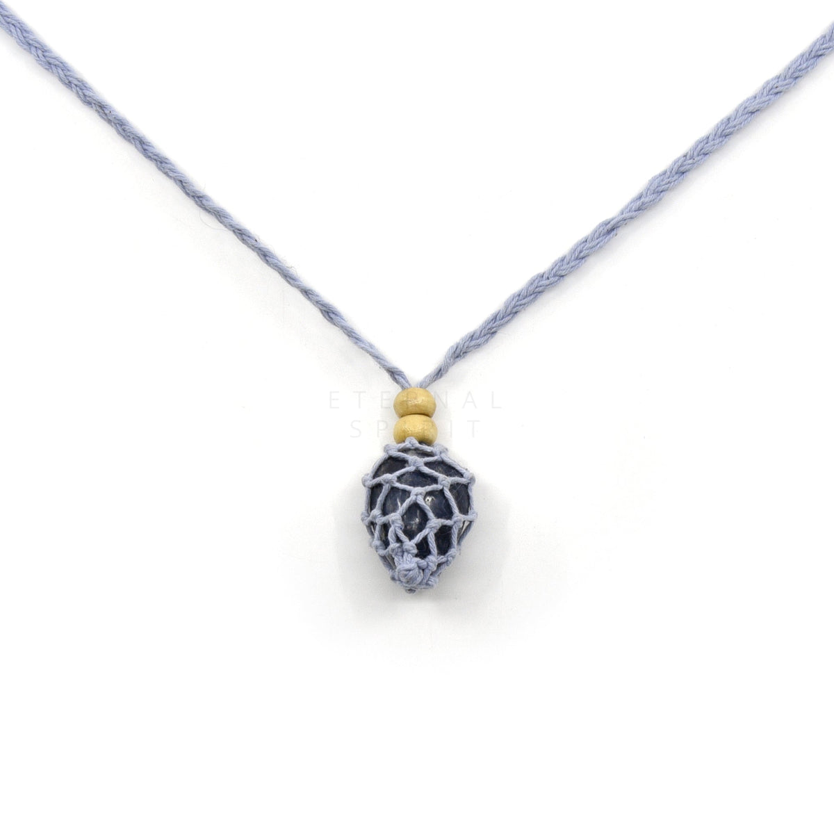 Blue (Sky) macrame drawstring pouch for crystal storage and travel — Eternal Spirit