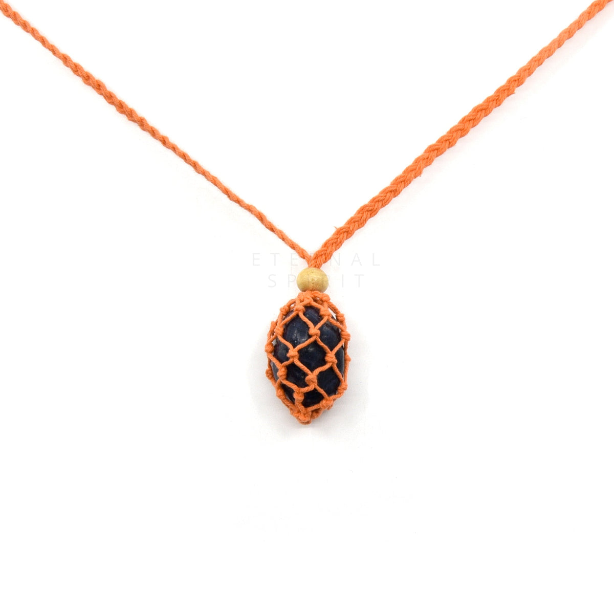 Orange macrame drawstring pouch for crystal storage and travel — Eternal Spirit
