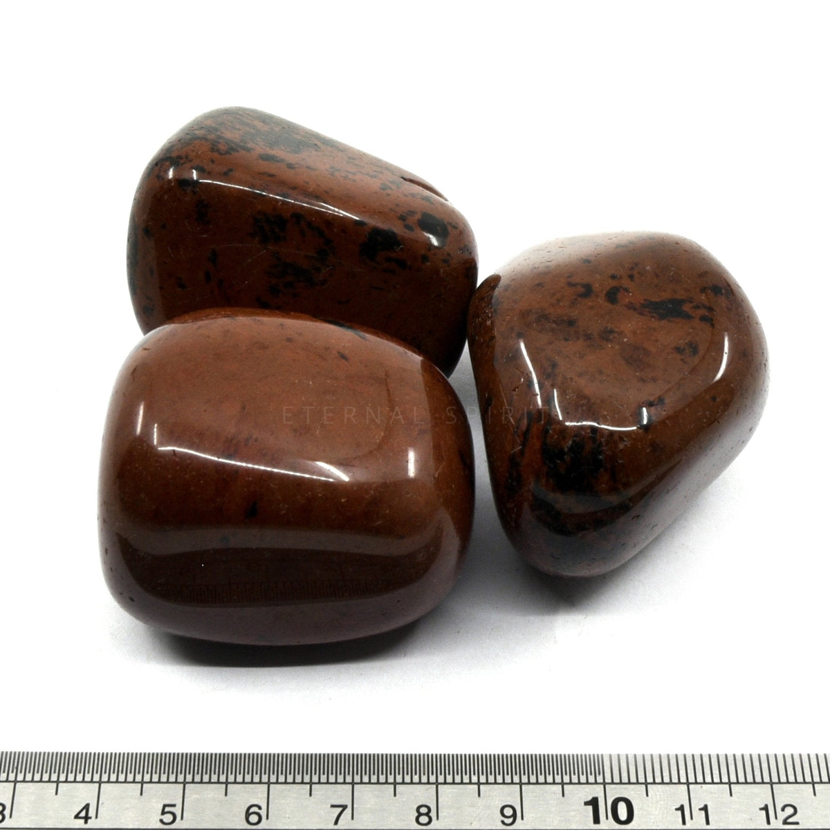 close-up of extra-large Obsidian (Mahogany) tumbles showing natural colour and lustre — Eternal Spirit