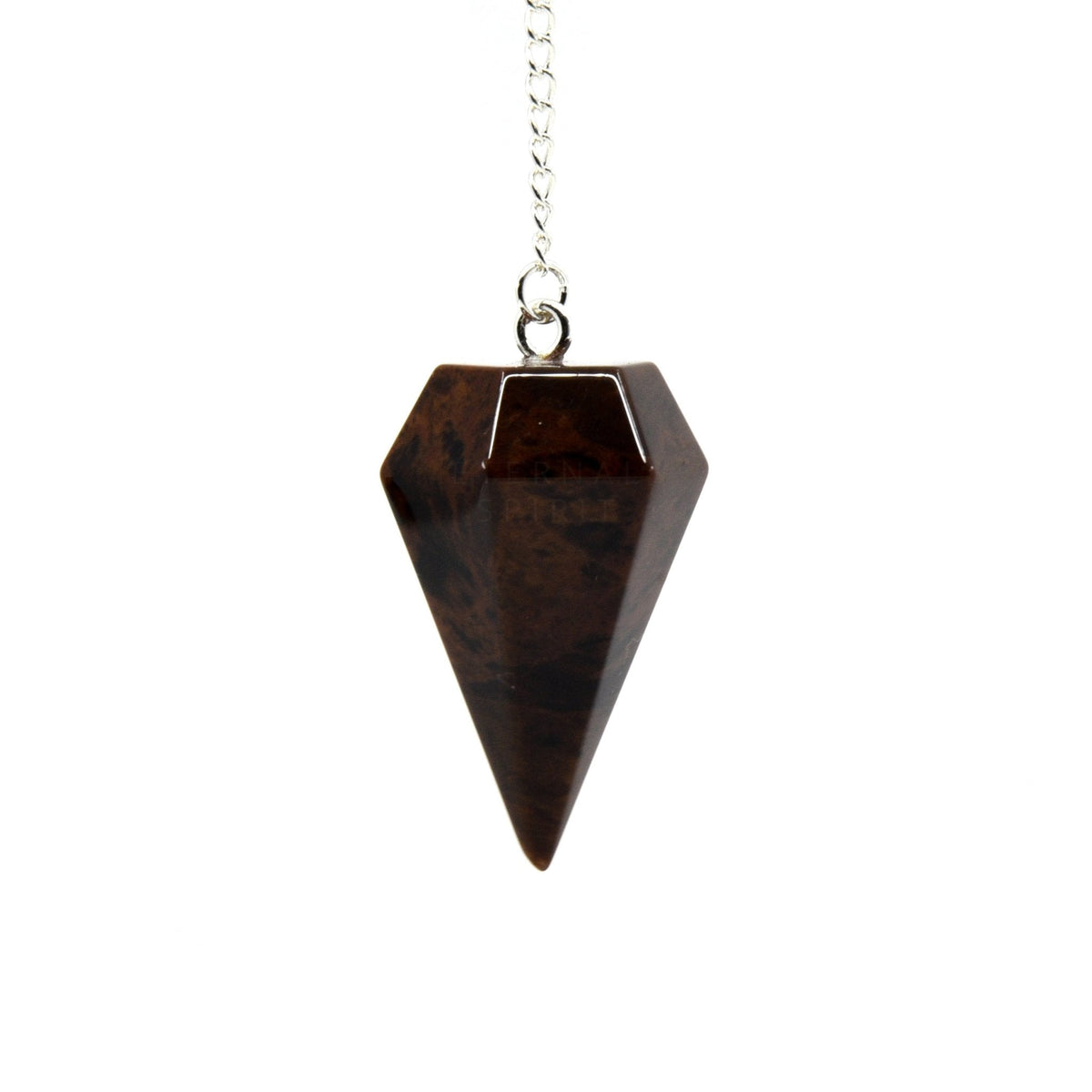 Dark Mahogany Obsidian (Mahogany) large faceted pendulum on silver chain — Eternal Spirit