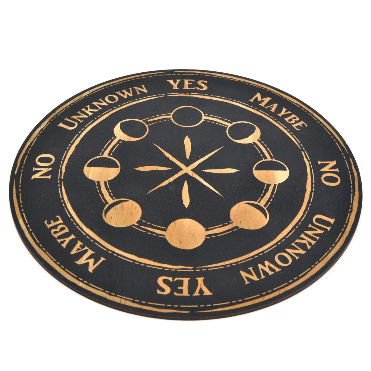 Black Moon Phases pendulum board with engraved symbols — Eternal Spirit