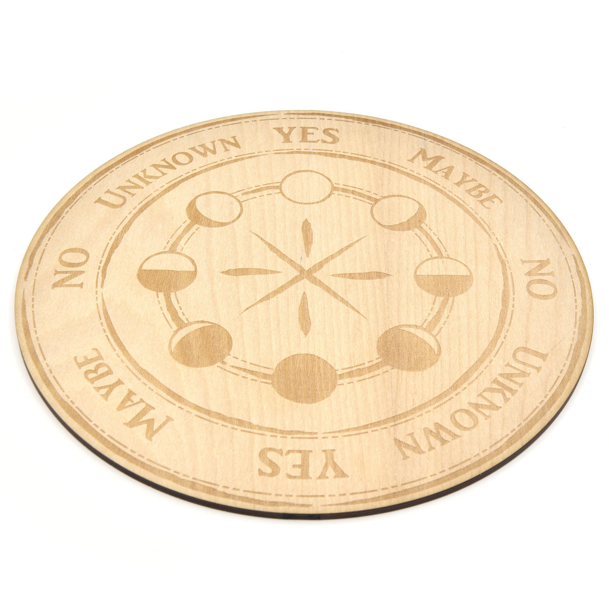 Gold Moon Phases pendulum board with engraved symbols — Eternal Spirit