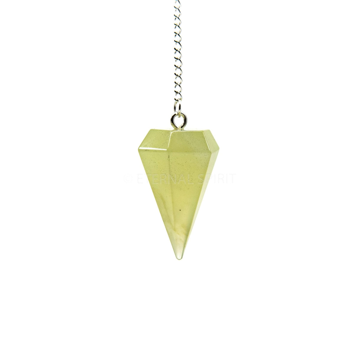 Rich Green Jade large faceted pendulum on silver chain — Eternal Spirit